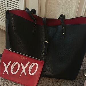 Victoria's Secret Black and Red Tote Bag